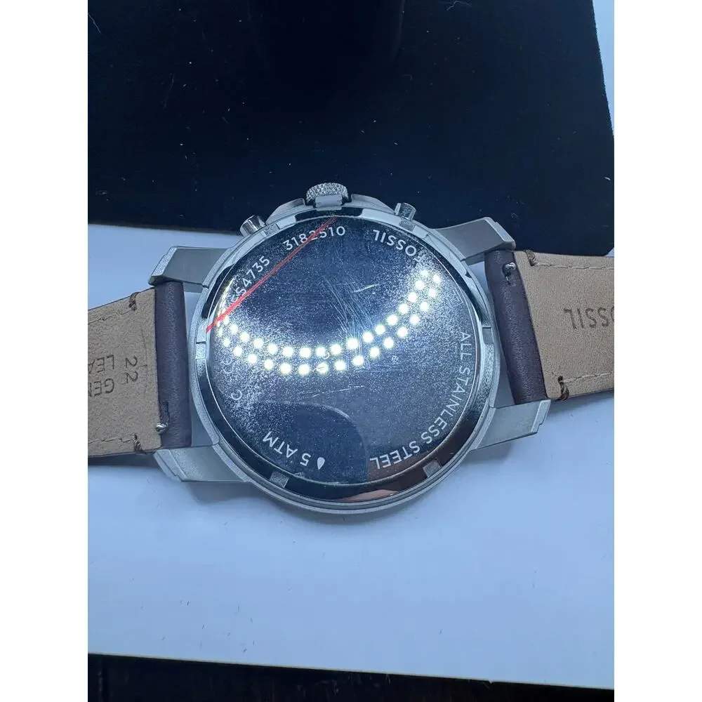 Fossil Chronograph Stainless Steel Watch Brown Leather